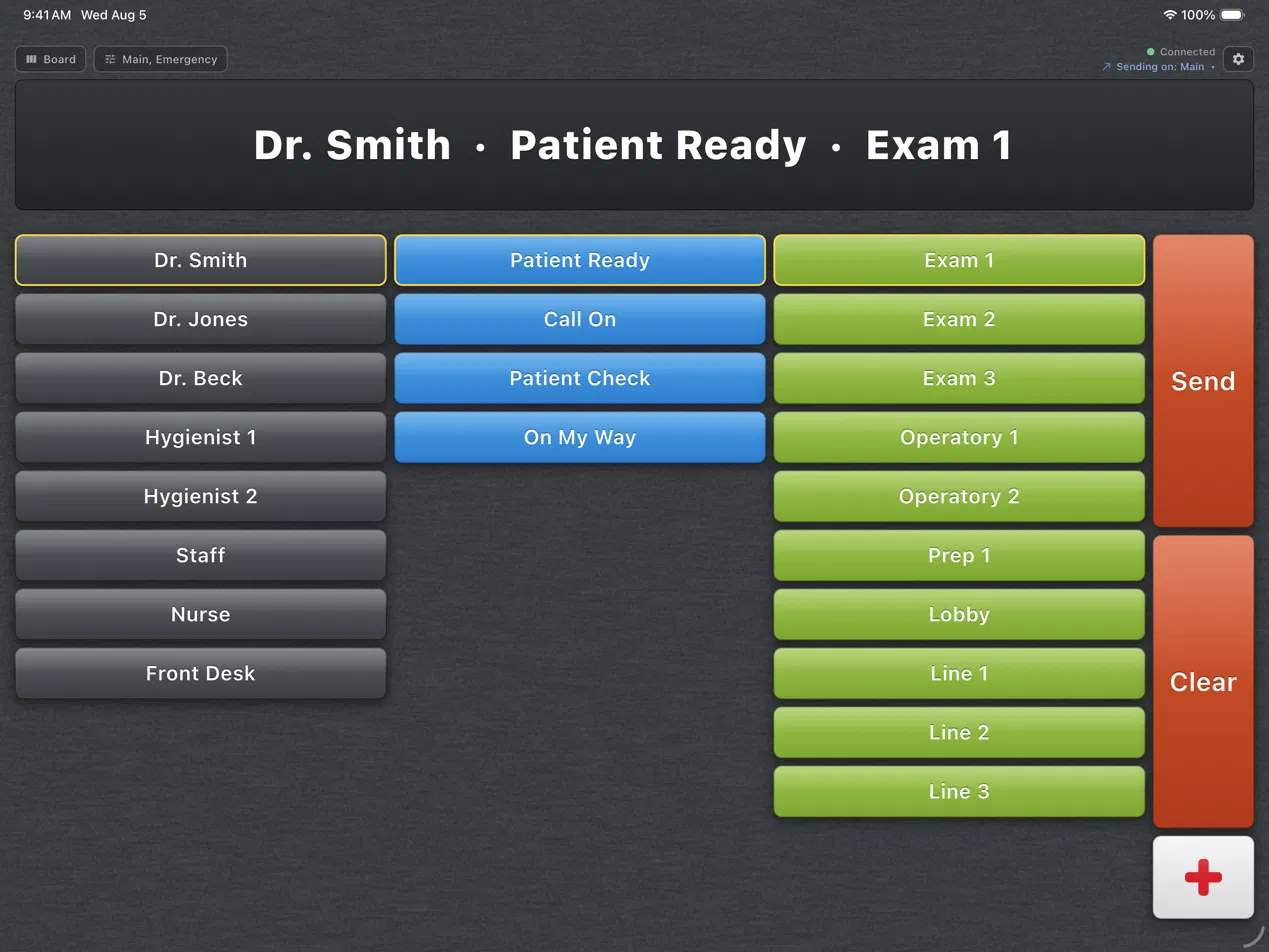 AltoSignal on an iPad: the compose box above Who, What and Where buttons.